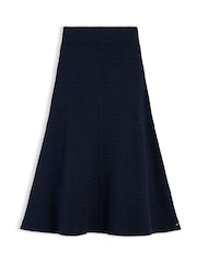 Tommy Hilfiger Blue Cable Knit Relaxed A-Line Midi Skirt - Image 5 of 5