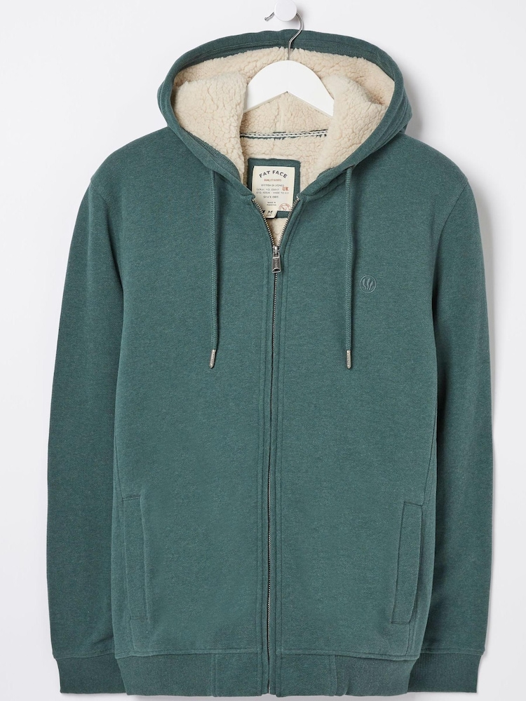FatFace Green Fleece Lined Zip Hoodie - Image 5 of 5