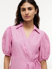 Tommy Hilfiger Pink Pure Linen Relaxed Mini Wrap Dress - Image 3 of 5