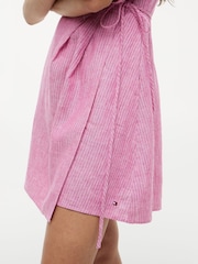 Tommy Hilfiger Pink Pure Linen Relaxed Mini Wrap Dress - Image 4 of 5