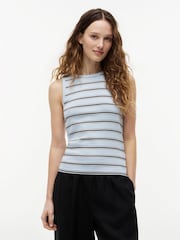 Tommy Hilfiger Blue Stripe Slim Crew Neck Tank Top - Image 1 of 5