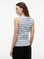 Tommy Hilfiger Blue Stripe Slim Crew Neck Tank Top - Image 2 of 5