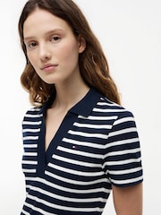 Tommy Hilfiger Blue Slim Mini Short Sleeve Polo Dress - Image 3 of 5