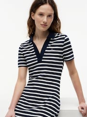 Tommy Hilfiger Blue Slim Mini Short Sleeve Polo Dress - Image 4 of 5