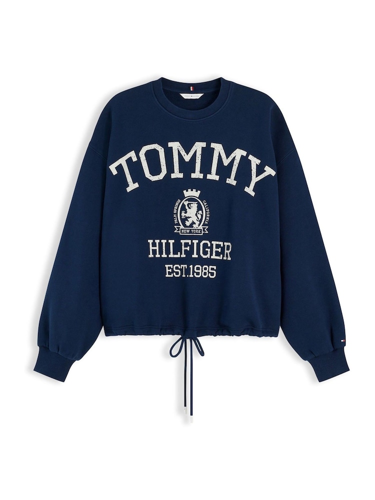 Tommy Hilfiger Blue Crest Logo Drawstring Hem Relaxed Sweatshirt - Image 5 of 5 Tommy Hilfiger Blue Crest Logo Drawstring Hem Relaxed Sweatshirt - Image 5 of 5