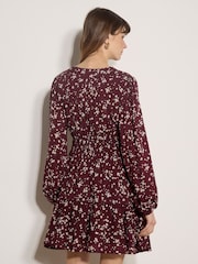 Apricot Red Floral Wrap Mini Dress - Image 2 of 5