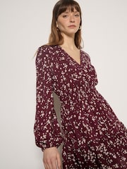 Apricot Red Floral Wrap Mini Dress - Image 3 of 5