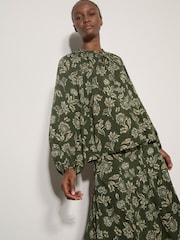 Apricot Green Folk Floral Blouse - Image 2 of 4