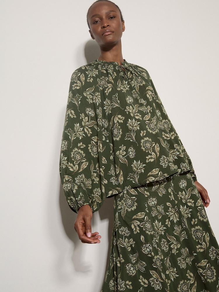 Apricot Green Folk Floral Blouse - Image 2 of 4