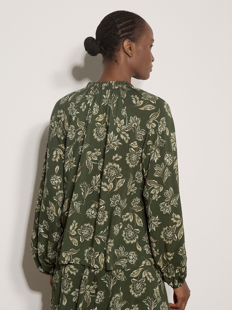 Apricot Green Folk Floral Blouse - Image 4 of 4