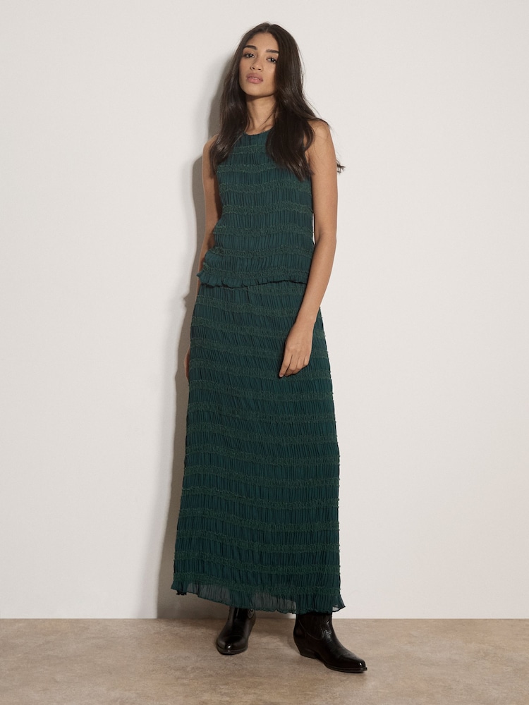 Apricot Green Ruched Chiffon Shell Top - Image 2 of 5
