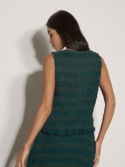 Apricot Green Ruched Chiffon Shell Top - Image 4 of 5