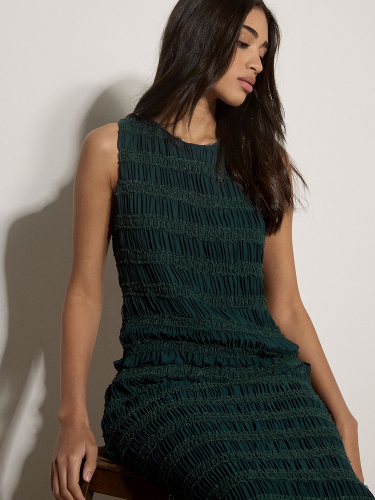 Apricot Green Ruched Chiffon Shell Top - Image 5 of 5