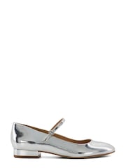 Dune London Silver Hipplie Flat Mary Jane Shoes - Image 1 of 6