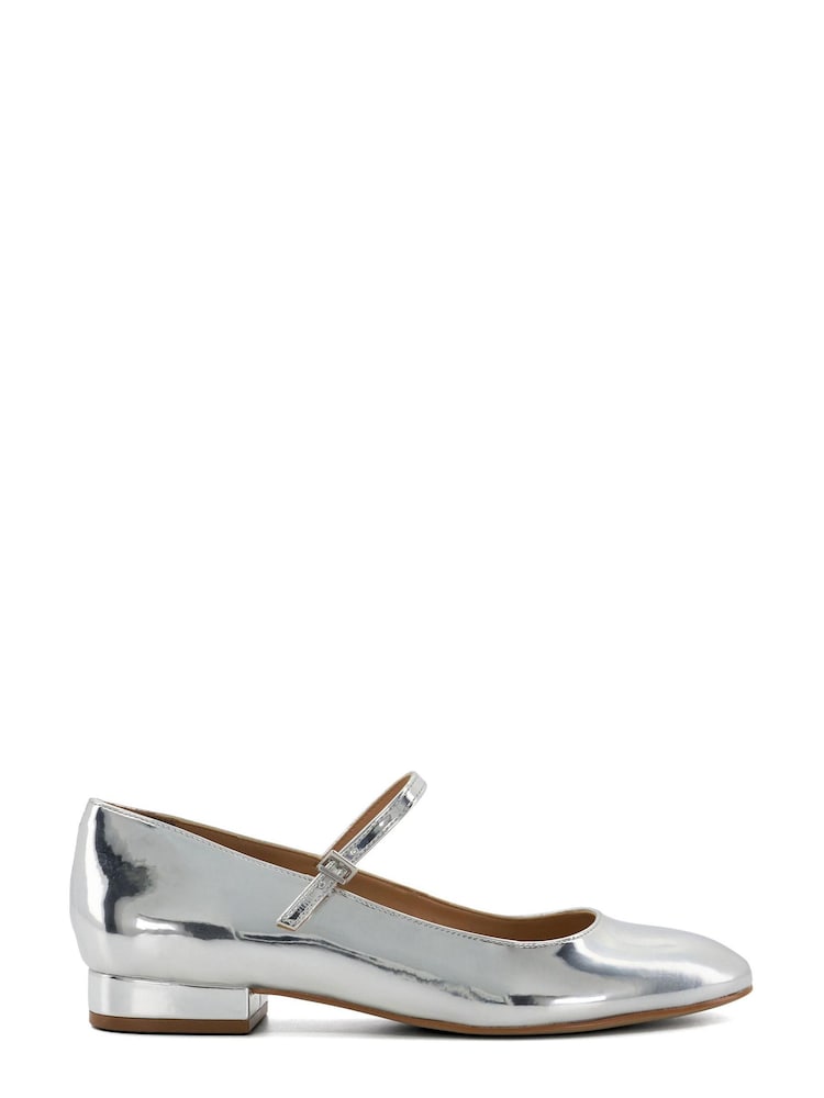 Dune London Silver Hipplie Flat Mary Jane Shoes - Image 1 of 6