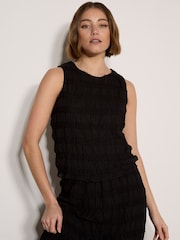 Apricot Black Ruched Chiffon Shell Top - Image 1 of 4