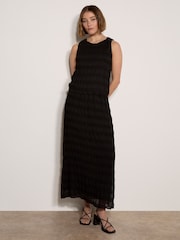 Apricot Black Ruched Chiffon Shell Top - Image 2 of 4