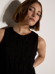 Apricot Black Ruched Chiffon Shell Top - Image 3 of 4