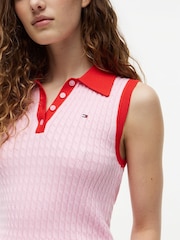 Rosa - Tommy Hilfiger Kabelstickad Slim Ärmlös Jumper - Bild 4 av 5