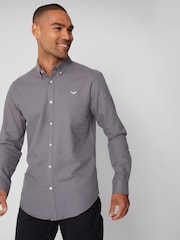 Threadbare Grey Oxford Long Sleeve Shirt - Image 2 of 4