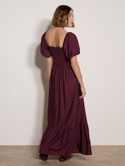 Apricot Red Smocked Shimmer Maxi Dress - Image 2 of 4