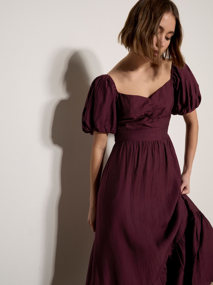 Apricot Red Smocked Shimmer Maxi Dress - Image 4 of 4