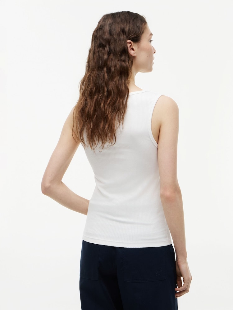 Tommy Hilfiger Natural Gold-Tone Button Ribbed Tank Top - Image 2 of 5 Tommy Hilfiger Natural Gold-Tone Button Ribbed Tank Top - Image 2 of 5