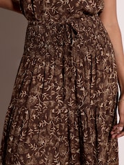 Apricot Brown Painterly Paisley Tiered Maxi Skirt - Image 3 of 5