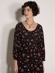 Apricot Black Floral Midi Dress - Image 2 of 4