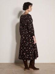 Apricot Black Floral Midi Dress - Image 3 of 4