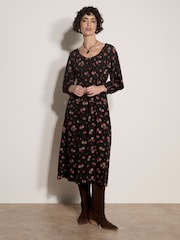 Apricot Black Floral Midi Dress - Image 4 of 4