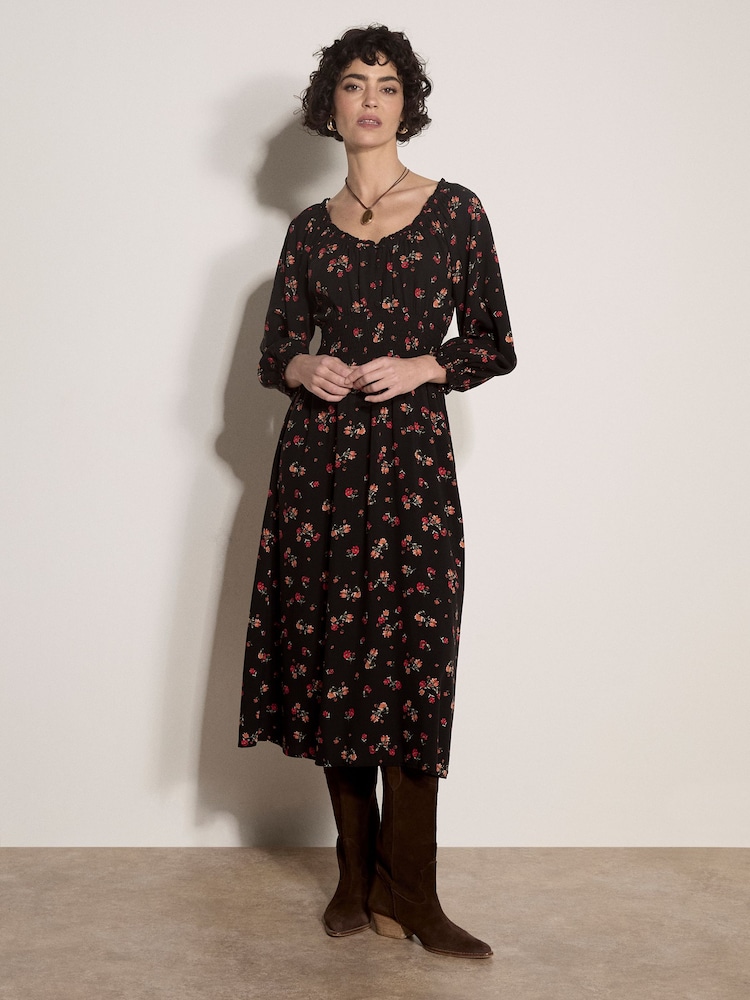 Apricot Black Floral Midi Dress - Image 4 of 4 Apricot Black Floral Midi Dress - Image 4 of 4