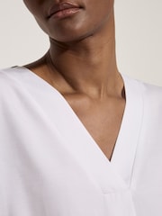Apricot White Pleated V-Neck Blouse - Image 3 of 4