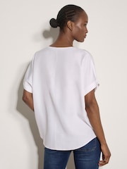 Apricot White Pleated V-Neck Blouse - Image 4 of 4