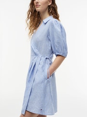 Tommy Hilfiger Blue Pure Linen Relaxed Mini Wrap Dress - Image 4 of 5