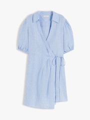 Tommy Hilfiger Blue Pure Linen Relaxed Mini Wrap Dress - Image 5 of 5