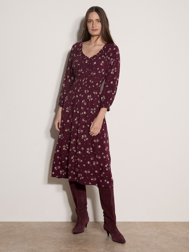 Rochie Midi cu imprimeu Floral Apricot - Imaginea 1 din 4