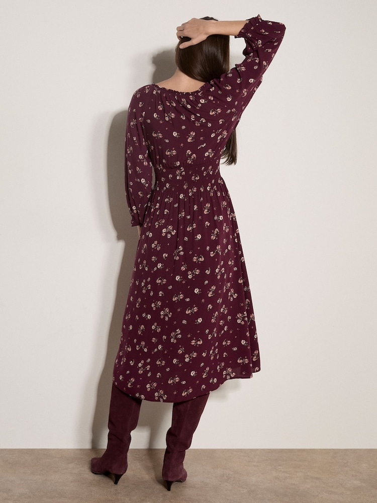Rochie Midi cu imprimeu Floral Apricot - Imaginea 2 din 4