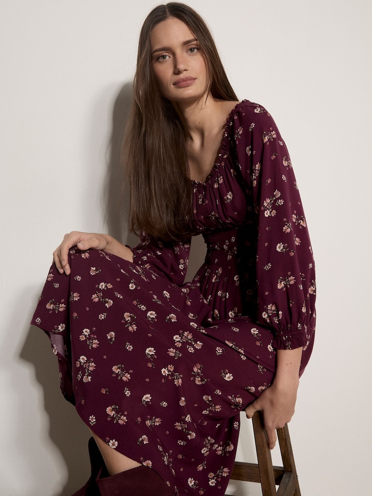 Rochie Midi cu imprimeu Floral Apricot - Imaginea 4 din 4