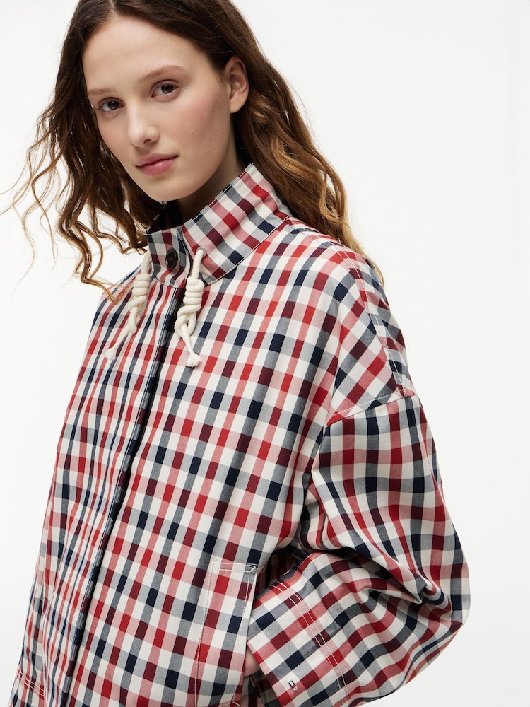 Tommy Hilfiger Red Check Relaxed Short Parka - Image 4 of 4 Tommy Hilfiger Red Check Relaxed Short Parka - Image 4 of 4