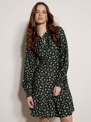 Apricot Green Ditsy Floral Mini Skater Dress - Image 1 of 4