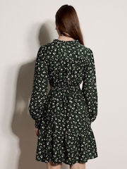 Apricot Green Ditsy Floral Mini Skater Dress - Image 2 of 4