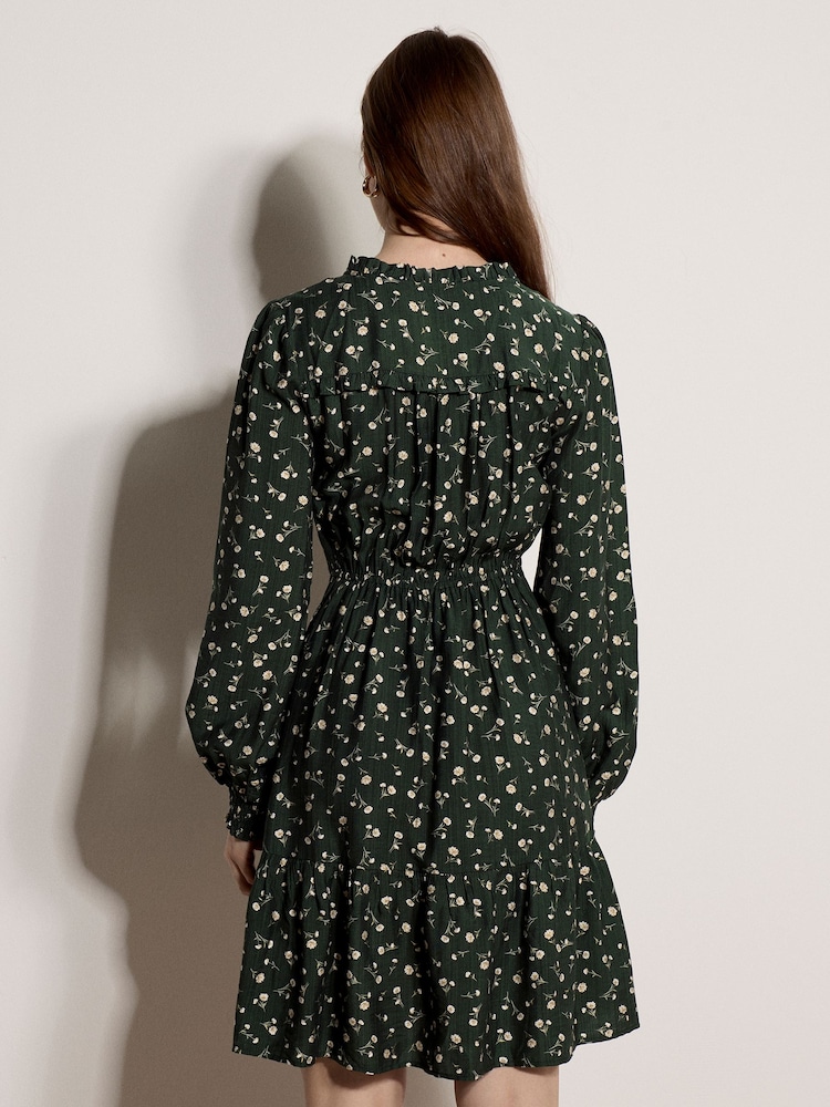 Apricot Green Ditsy Floral Mini Skater Dress - Image 2 of 4 Apricot Green Ditsy Floral Mini Skater Dress - Image 2 of 4
