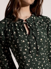 Apricot Green Ditsy Floral Mini Skater Dress - Image 3 of 4