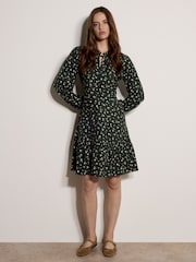 Apricot Green Ditsy Floral Mini Skater Dress - Image 4 of 4