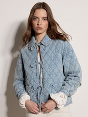 Chaqueta guateada de Denim de algodón color Apricot - Imagen 1 de 4