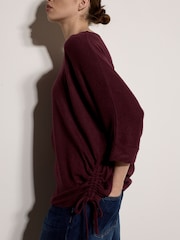 Apricot Red Soft Touch Drawstring Batwing Top - Image 3 of 4