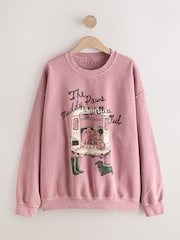 Pink Muddy Paws Slogan Sweatshirt - Image 1 of 3