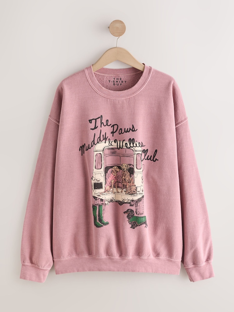 Pink Muddy Paws Slogan Sweatshirt - Image 1 of 3