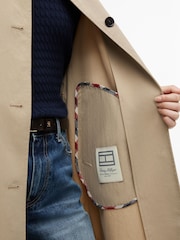 Tommy Hilfiger Brown Water Repellent Twill Single Breasted Coat - Image 4 of 6